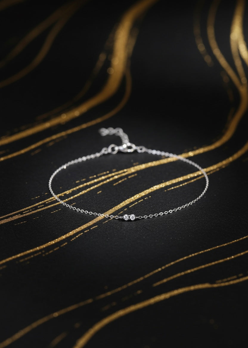 Cosmic droplet thin chain bracelet