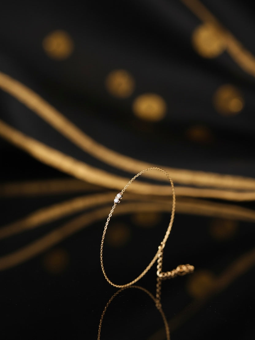 Cosmic droplet thin chain bracelet