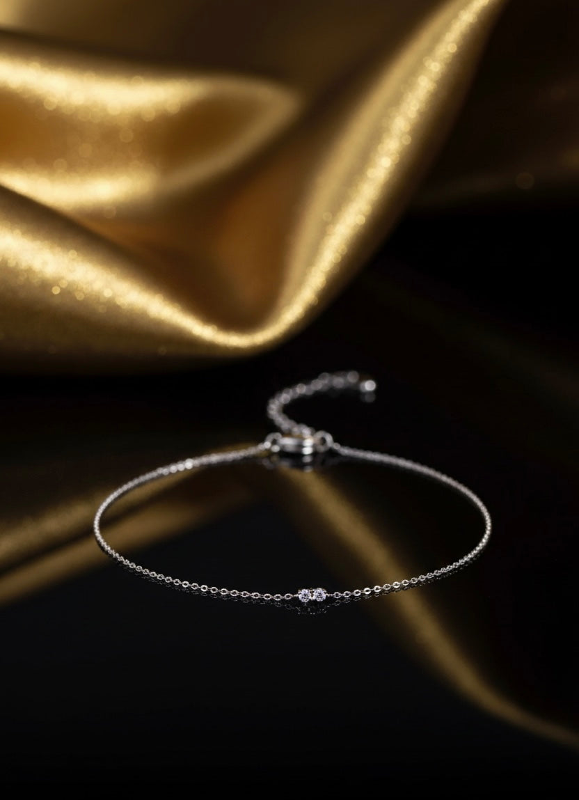 Cosmic droplet thin chain bracelet