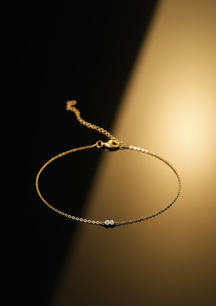 Cosmic droplet thin chain bracelet