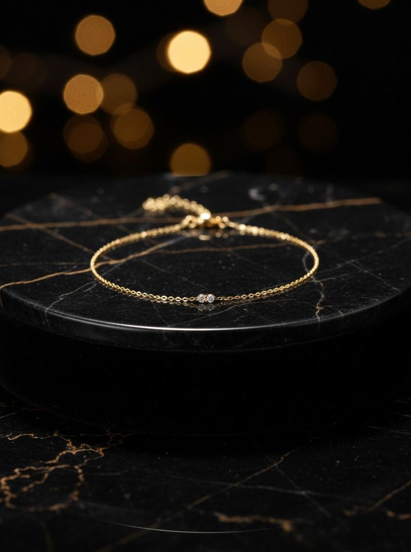 Cosmic droplet thin chain bracelet